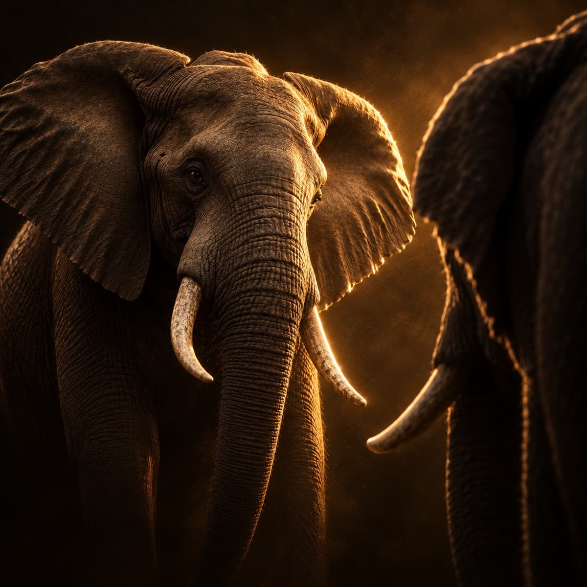 Two elephants facing each other — The Elephant in My Relationships, session two of a free virtual community series from Insightful Recovery Solutions.
