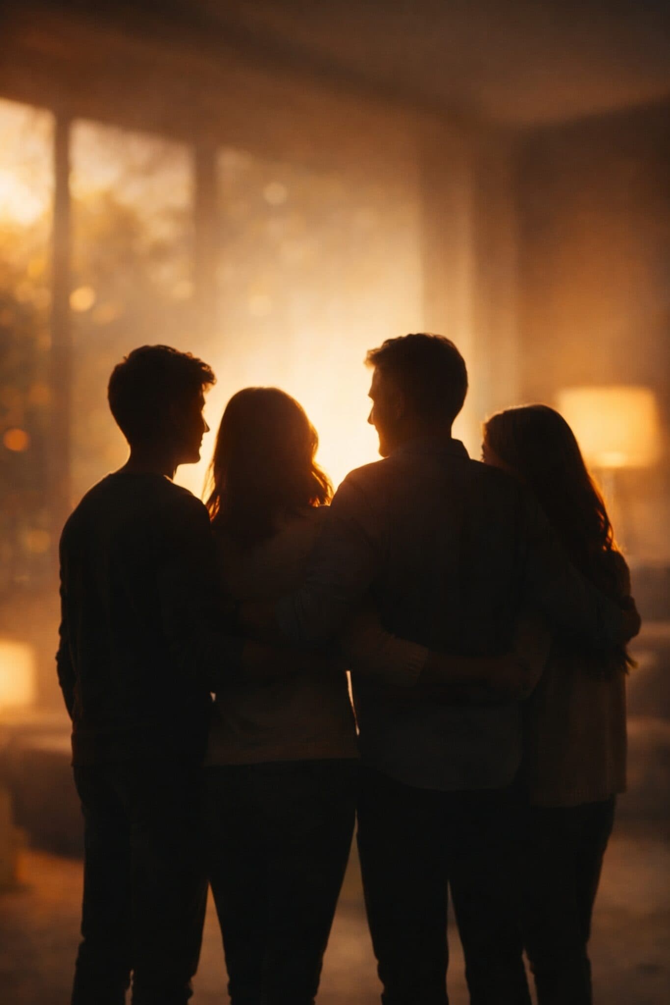 Family together in warm light