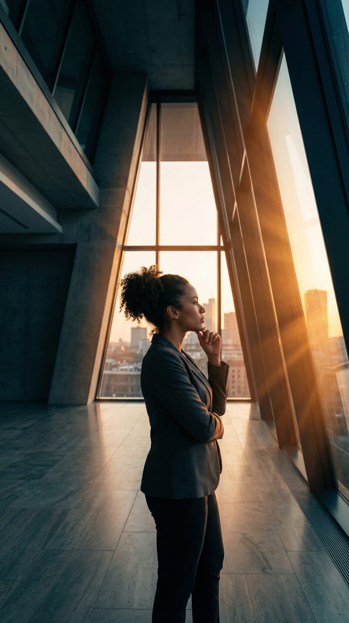 Thoughtful contemplation at golden hour
